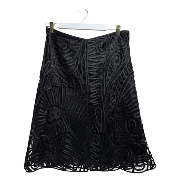 Lafayette 148 Witchy Black Skirt Size 12P 100% Silk Lace Embroidered Whimsigoth - Picture 11 of 11